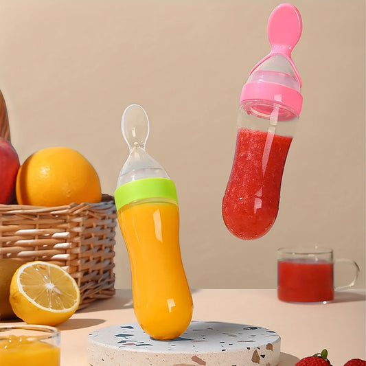 Alimentador de Silicone para Bebê 90ml – Colher Dosadora para Papinhas e Frutinhas